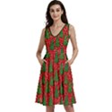 Christmas Retro pattern Christmas tree Snow Snowflakes Polka dot Sleeveless V-Neck Skater Dress with Pockets View1