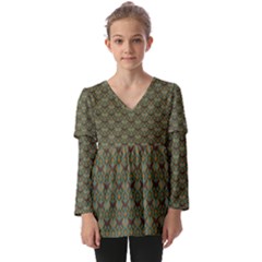 Day Of The Death Moth Scaled Kids  V Neck Casual Top by GeekLover