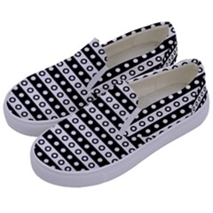 Black And White Circles Pattern Kids  Canvas Slip Ons by ytdream