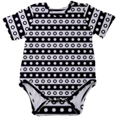 Black And White Circles Pattern Baby Short Sleeve Bodysuit by ytdream