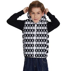 Black And White Circles Pattern Kids  Stylish Hooded Puffer Vest by ytdream