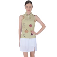 Halloween Fall Pattern Women s Sleeveless Polo T-shirt by Apenda