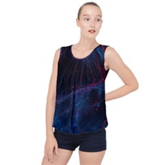 Abstract Feathers Bubble Hem Chiffon Tank Top by Apenda