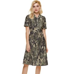 Camouflage Army Survival Uniform Button Top Knee Length Dress by Posterlux