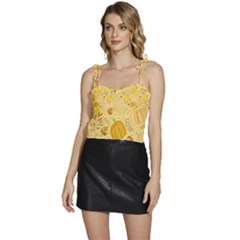 Pumpkins Autumn Fall Harvest Flowy Camisole Tie Up Top by Apenda