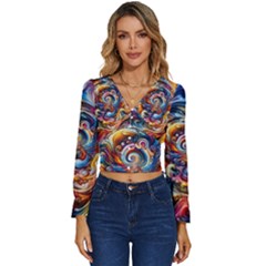 Dynamic Color Vortex Long Sleeve V-neck Top by ExtraAwesomeSauce