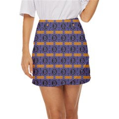 Bitcoin Logo Pattern Mini Front Wrap Skirt by ExtraAwesomeSauce