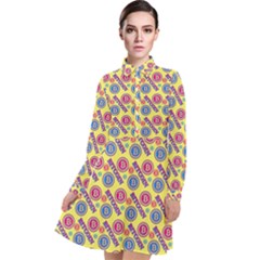 Colorful Bitcoin Pattern Long Sleeve Chiffon Shirt Dress by ExtraAwesomeSauce