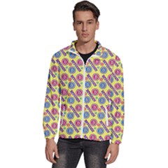 Colorful Bitcoin Pattern Men s High Neck Windbreaker by ExtraAwesomeSauce