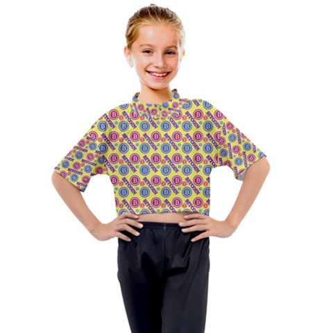 Colorful Bitcoin Pattern Kids Mock Neck T-shirt by ExtraAwesomeSauce