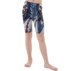 Demon Samurai Kids  Mid Length Swim Shorts by AwesomeSauce