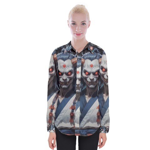 Demon Samurai Womens Long Sleeve Shirt by AwesomeSauce