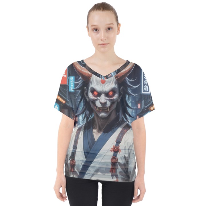 Demon Samurai V-Neck Dolman Drape Top