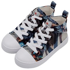 Demon Samurai Kids  Mid-top Canvas Sneakers by AwesomeSauce