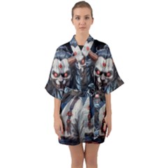 Demon Samurai Half Sleeve Satin Kimono  by AwesomeSauce