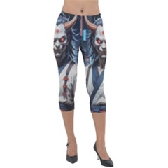 Demon Samurai Lightweight Velour Capri Leggings  by AwesomeSauce