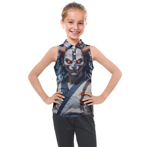 Demon Samurai Kids  Sleeveless Polo T-shirt by AwesomeSauce