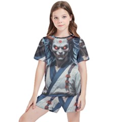 Demon Samurai Kids  T-shirt And Sports Shorts Set by AwesomeSauce