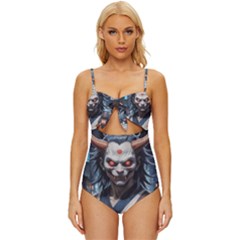 Demon Samurai Knot Front One-piece Swimsuit by AwesomeSauce