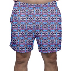 Colorful Sugar Skull Cat Pattern Men s Shorts by ExtraAwesomeSauce