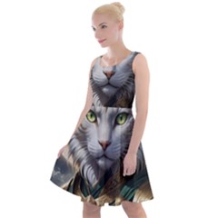 Epic Armored Cat Warrior Knee Length Skater Dress by ExtraAwesomeSauce