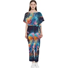 Cosmic Jellyfish Artwork Batwing Lightweight Chiffon Jumpsuit by ExtraAwesomeSauce