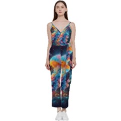 Cosmic Jellyfish Artwork V-neck Camisole Jumpsuit by ExtraAwesomeSauce