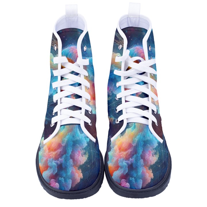 Cosmic Jellyfish Artwork Kid s High-Top Canvas Sneakers