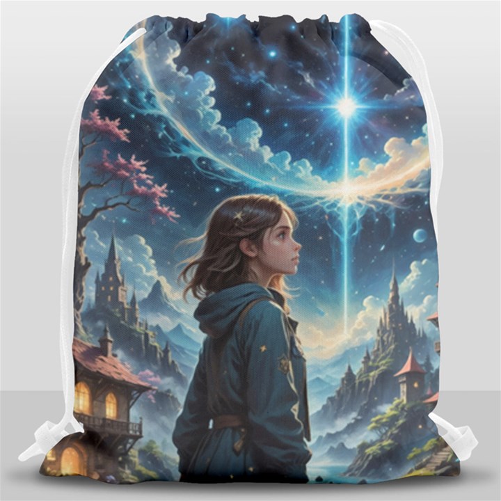 Enchanting Fantasy Night Sky Scene Drawstring Bag (Large)