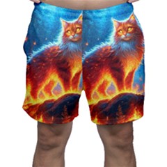 Enchanted Fire Feline Men s Shorts by ExtraAwesomeSauce