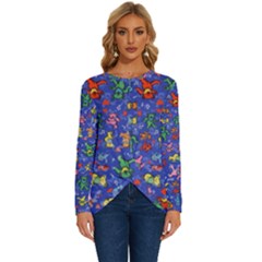 Grateful Dead Dancing Bears Pattern Long Sleeve Crew Neck Pullover Top by Salmanaz77