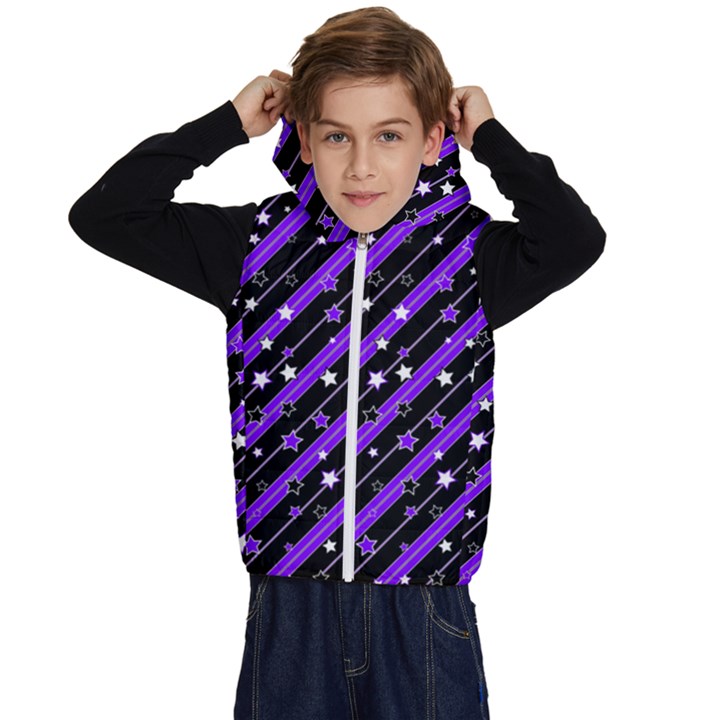 Christmas Paper Star Texture Kids  Stylish Hooded Puffer Vest