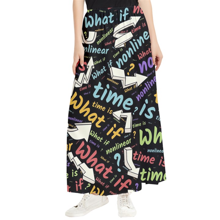 Time Nonlinear Curved Linear Maxi Chiffon Skirt