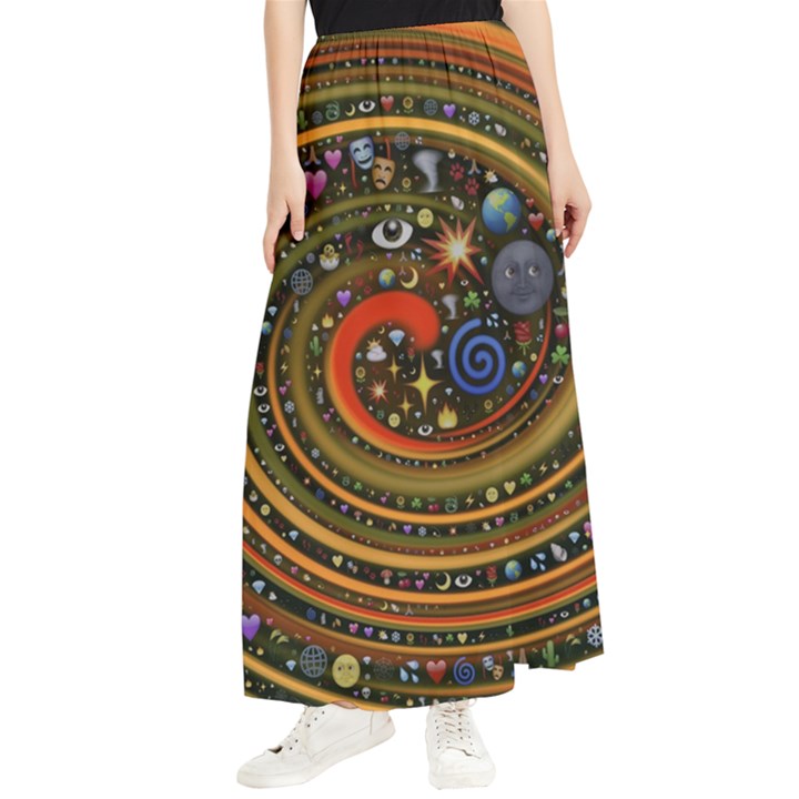 Swirl Vortex Emoji Cyclone Motion Art Maxi Chiffon Skirt