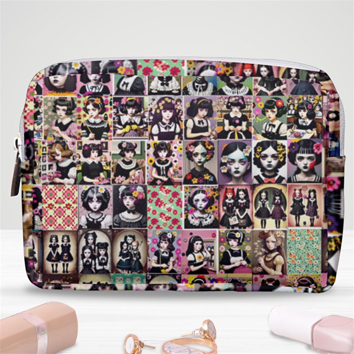 Spanish Gothic Girls Pattern Make Up Pouch (Medium)