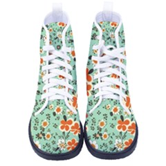 Retro 1960s Flowers Pattern 3 Men s High-top Canvas Sneakers by violetheavensky