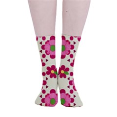 Retro 1960s Flowers Pattern 4 Smooth Crew Length Tube Socks by violetheavensky