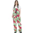 Retro 1960s Flowers Pattern Women s Front Zip Ski And Snowboard Bib Pants View1