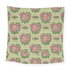 Retro 1880s Flowers Pattern 9 Square Tapestry (large) by violetheavensky