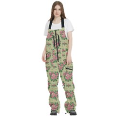 Retro 1880s Flowers Pattern 9 Women s Front Zip Ski And Snowboard Bib Pants by violetheavensky