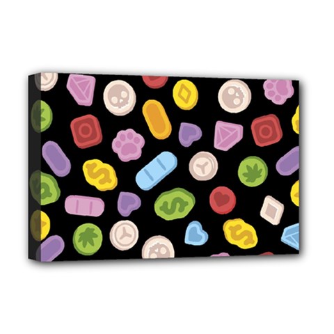 Ecstasy Pills Pattern Deluxe Canvas 18  X 12  (stretched) by Valentinaart