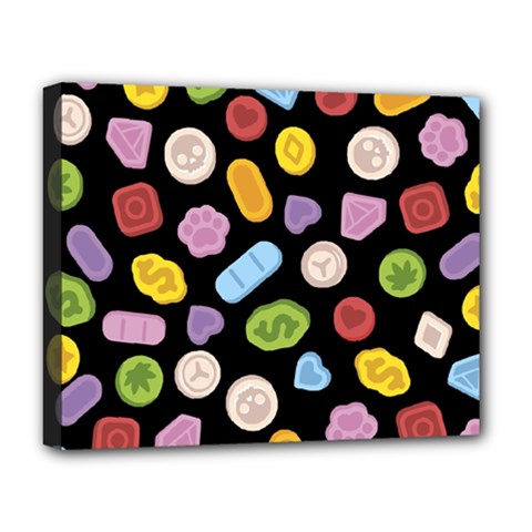 Ecstasy Pills Pattern Deluxe Canvas 20  X 16  (stretched) by Valentinaart