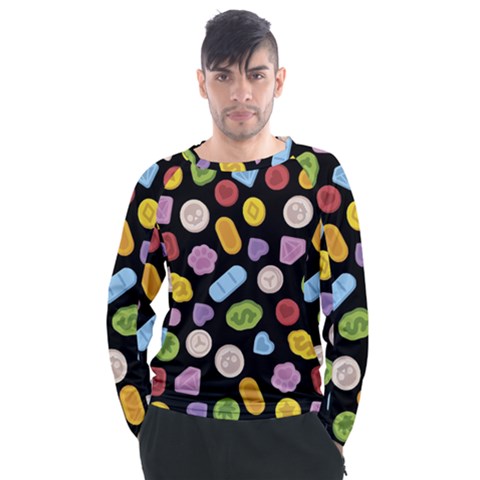 Ecstasy Pills Pattern Men s Long Sleeve Raglan T-shirt by Valentinaart