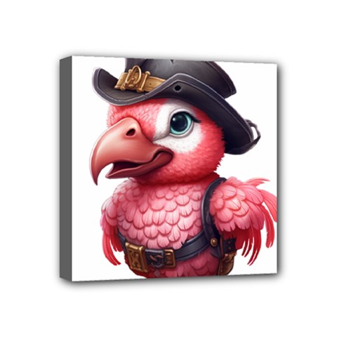 Kawaii Pink Parrot Pirate Mini Canvas 4  X 4  (stretched) by KawaiiArtStyle