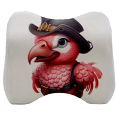 Kawaii Pink Parrot Pirate Velour Head Support Cushion by KawaiiArtStyle