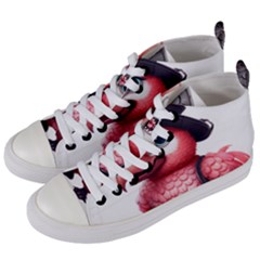 Kawaii Pink Parrot Pirate Women s Mid-top Canvas Sneakers by KawaiiArtStyle