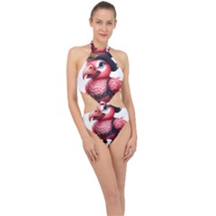 Kawaii Pink Parrot Pirate Halter Side Cut Swimsuit by KawaiiArtStyle