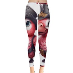 Kawaii Pink Parrot Pirate Inside Out Leggings by KawaiiArtStyle