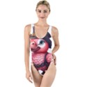 Kawaii Pink Parrot Pirate High Leg Strappy Swimsuit View1