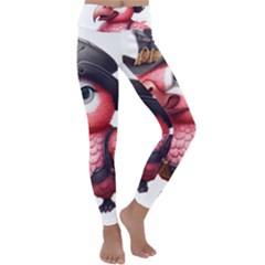 Kawaii Pink Parrot Pirate Kids  Lightweight Velour Classic Yoga Leggings by KawaiiArtStyle